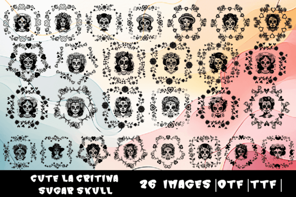 Cute La Catrina Sugar Skull Typeface for Handmade Creations